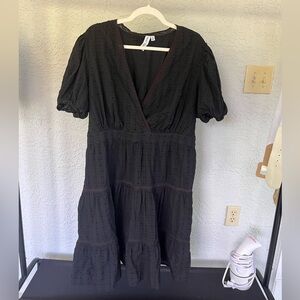 Black Swiss Dot Dress 1X